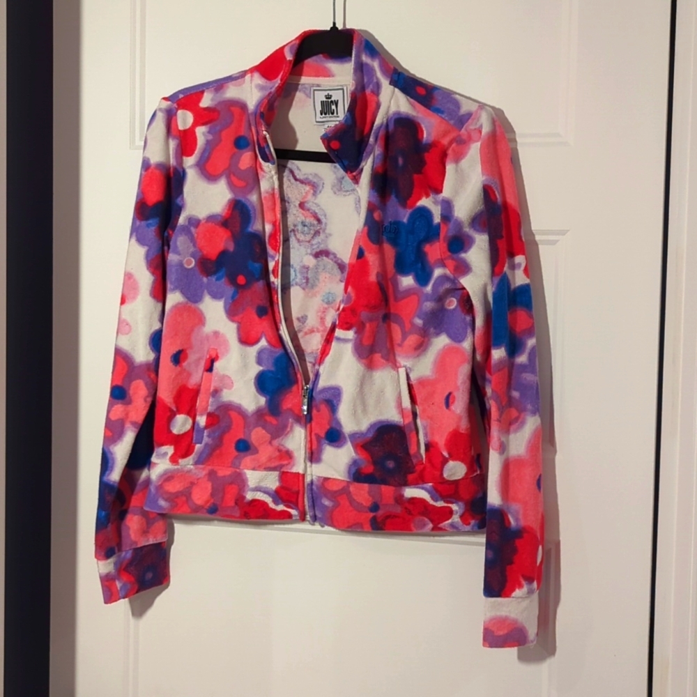 Juicy couture Terry zip Up jacket flower Power  medium